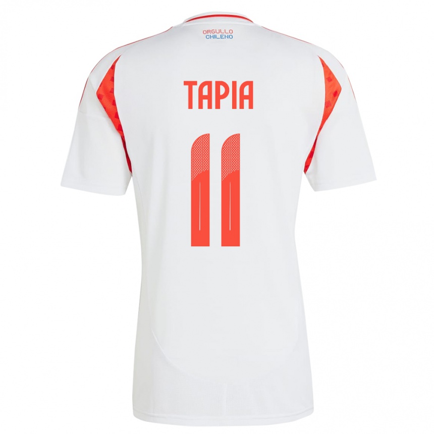 Barn Fotball Chile Gonzalo Tapia #11 Hvit Bortetrøye Drakt Trøye 24-26 Skjorter