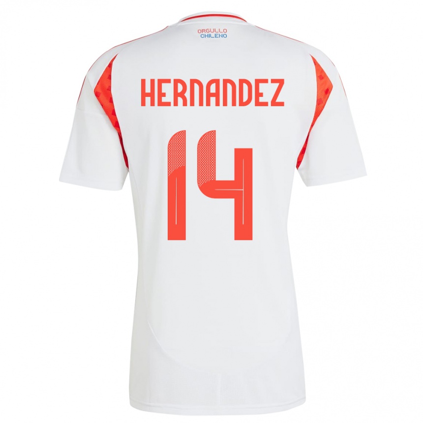 Barn Fotball Chile Leandro Hernández #14 Hvit Bortetrøye Drakt Trøye 24-26 Skjorter