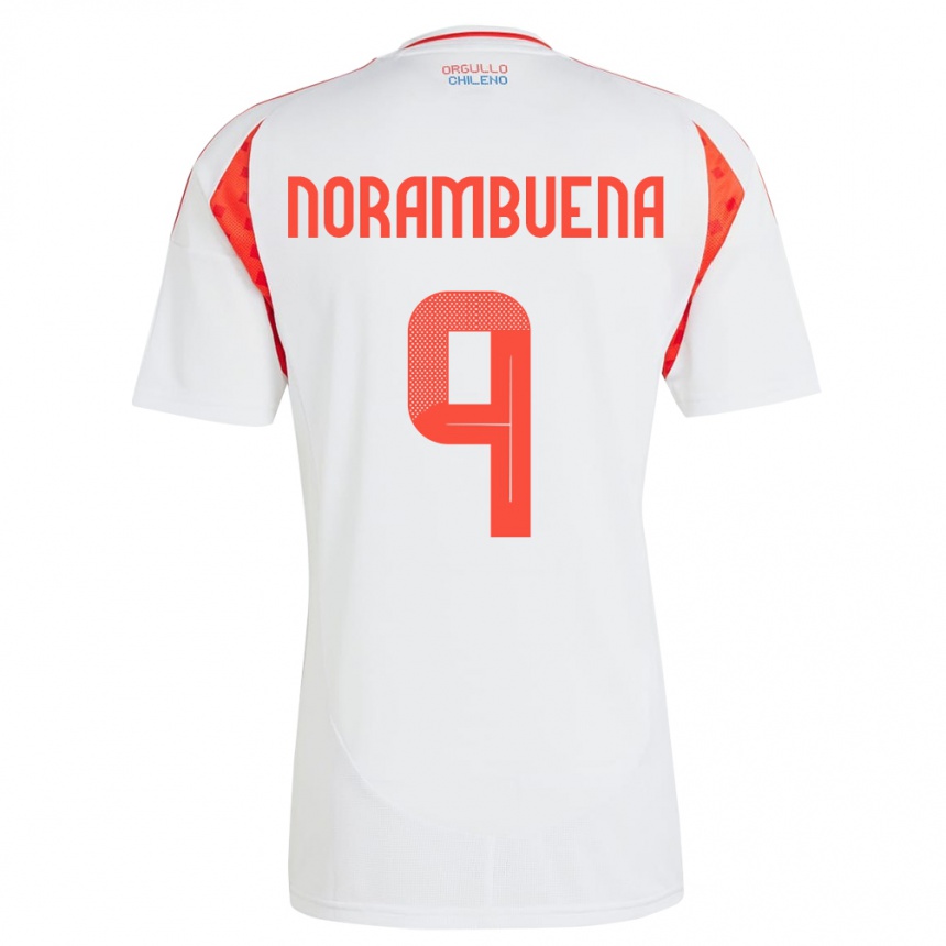 Barn Fotball Chile Gabriel Norambuena #9 Hvit Bortetrøye Drakt Trøye 24-26 Skjorter