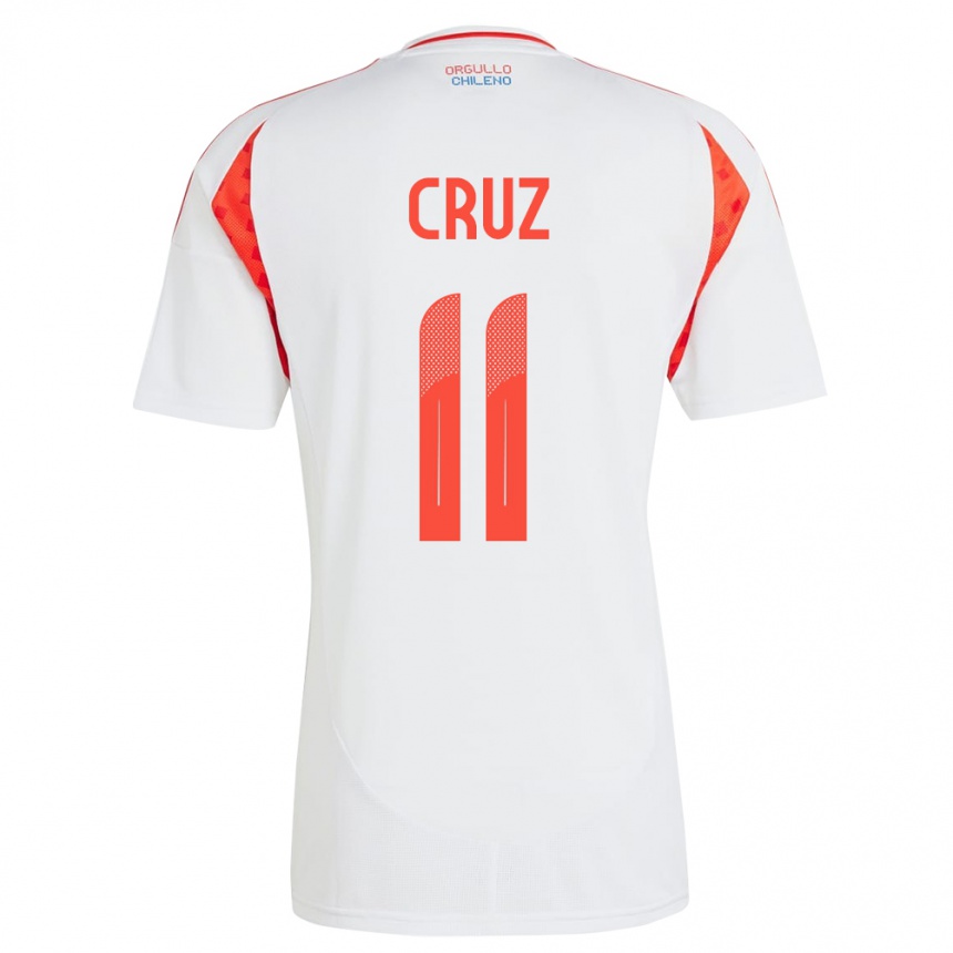 Barn Fotball Chile Joan Cruz #11 Hvit Bortetrøye Drakt Trøye 24-26 Skjorter