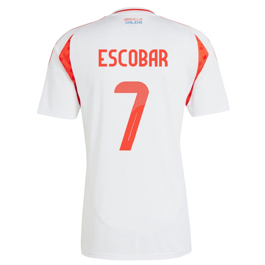 Barn Fotball Chile Bastián Escobar #7 Hvit Bortetrøye Drakt Trøye 24-26 Skjorter