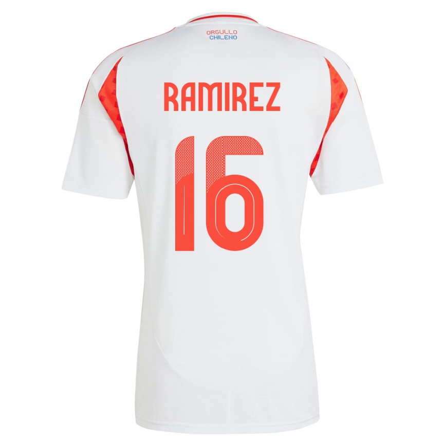 Barn Fotball Chile Vicente Ramírez #16 Hvit Bortetrøye Drakt Trøye 24-26 Skjorter