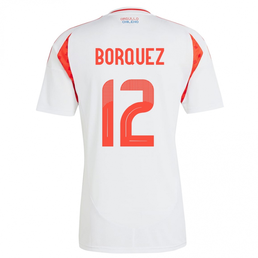 Barn Fotball Chile Gabriela Bórquez #12 Hvit Bortetrøye Drakt Trøye 24-26 Skjorter