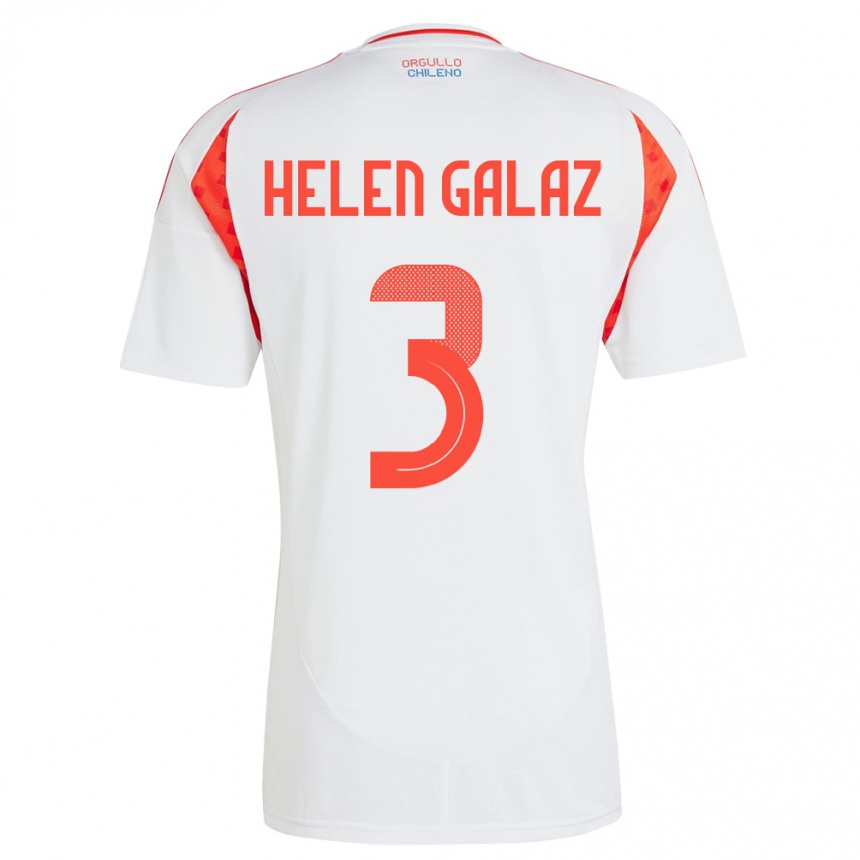 Barn Fotball Chile Su Helen Galaz #3 Hvit Bortetrøye Drakt Trøye 24-26 Skjorter