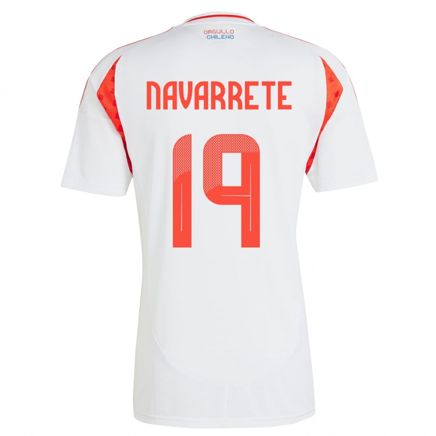 Barn Fotball Chile Valentina Navarrete #19 Hvit Bortetrøye Drakt Trøye 24-26 Skjorter