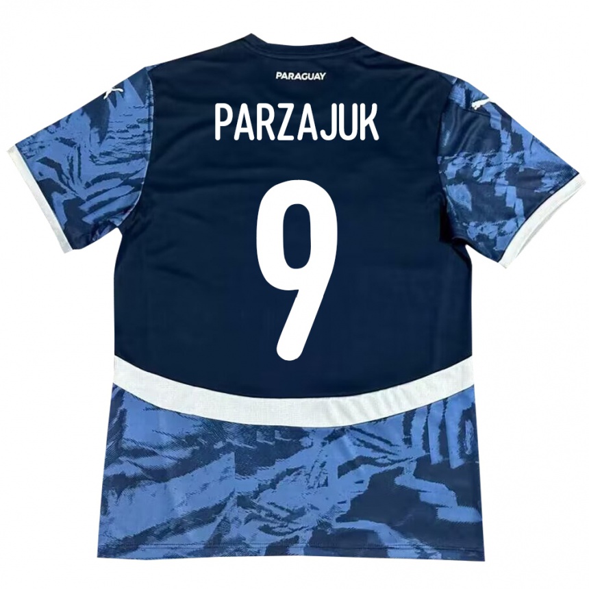 Barn Fotball Paraguay Kevin Parzajuk #9 Blå Bortetrøye Drakt Trøye 24-26 Skjorter