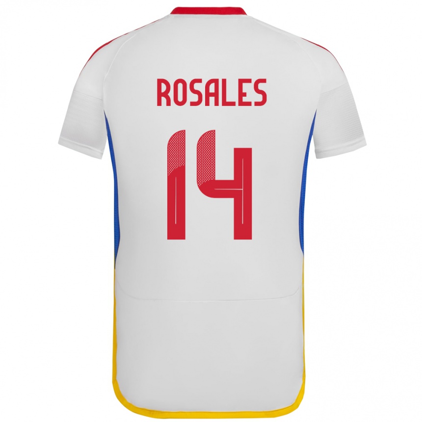 Barn Fotball Venezuela Roberto Rosales #14 Hvit Bortetrøye Drakt Trøye 24-26 Skjorter