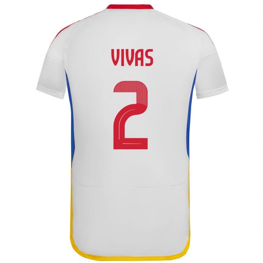 Barn Fotball Venezuela Carlos Vivas #2 Hvit Bortetrøye Drakt Trøye 24-26 Skjorter