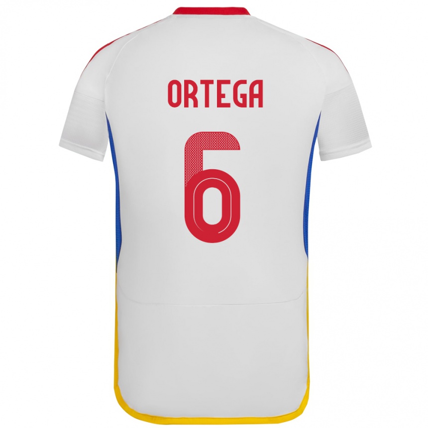 Barn Fotball Venezuela Bryant Ortega #6 Hvit Bortetrøye Drakt Trøye 24-26 Skjorter