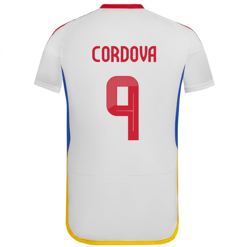 Barn Fotball Venezuela Sergio Córdova #9 Hvit Bortetrøye Drakt Trøye 24-26 Skjorter