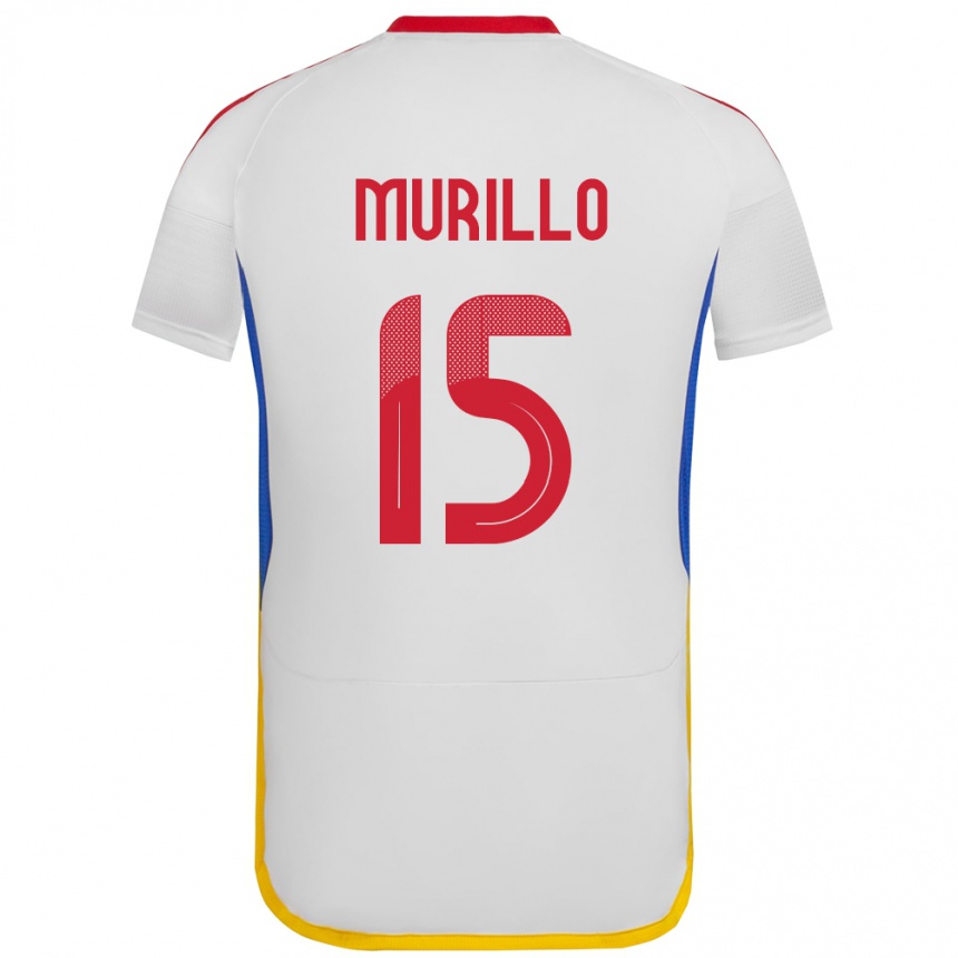 Barn Fotball Venezuela Jhon Murillo #15 Hvit Bortetrøye Drakt Trøye 24-26 Skjorter