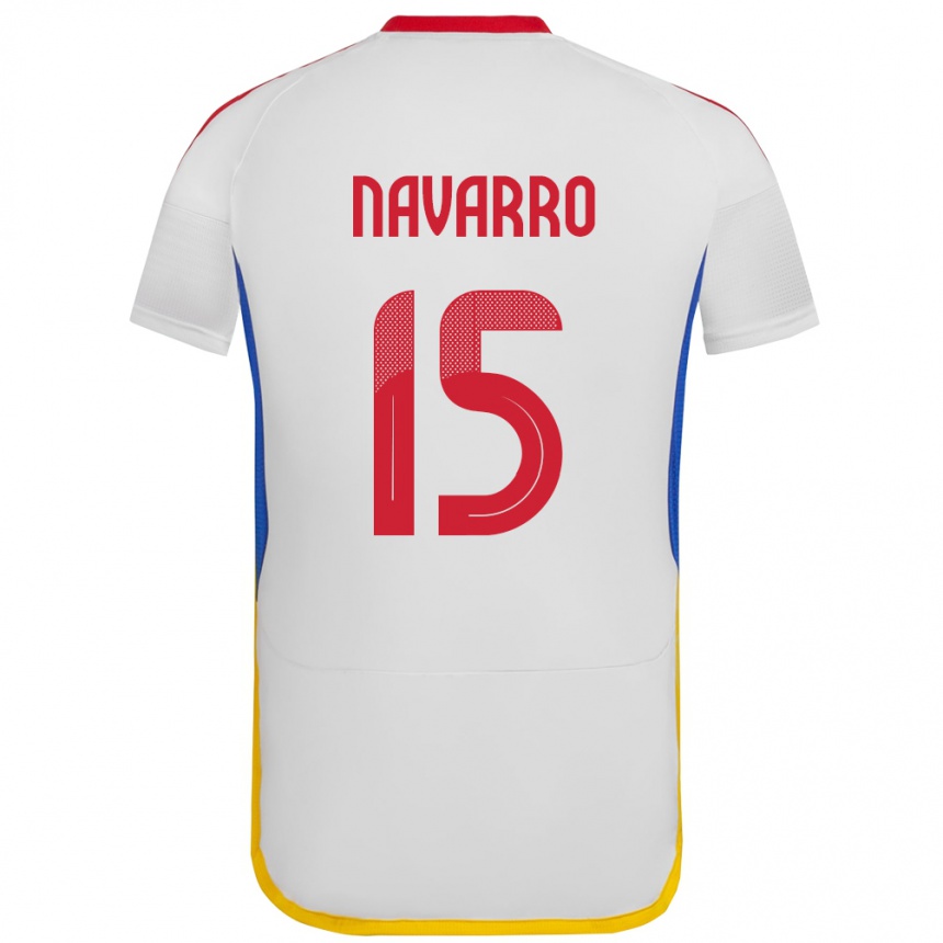 Barn Fotball Venezuela Miguel Navarro #15 Hvit Bortetrøye Drakt Trøye 24-26 Skjorter