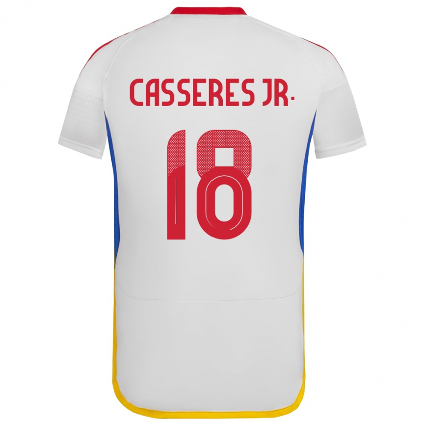 Barn Fotball Venezuela Cristian Cásseres Jr. #18 Hvit Bortetrøye Drakt Trøye 24-26 Skjorter