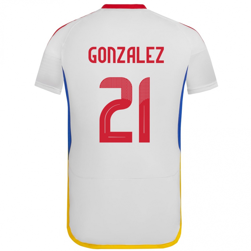 Barn Fotball Venezuela Alexander González #21 Hvit Bortetrøye Drakt Trøye 24-26 Skjorter