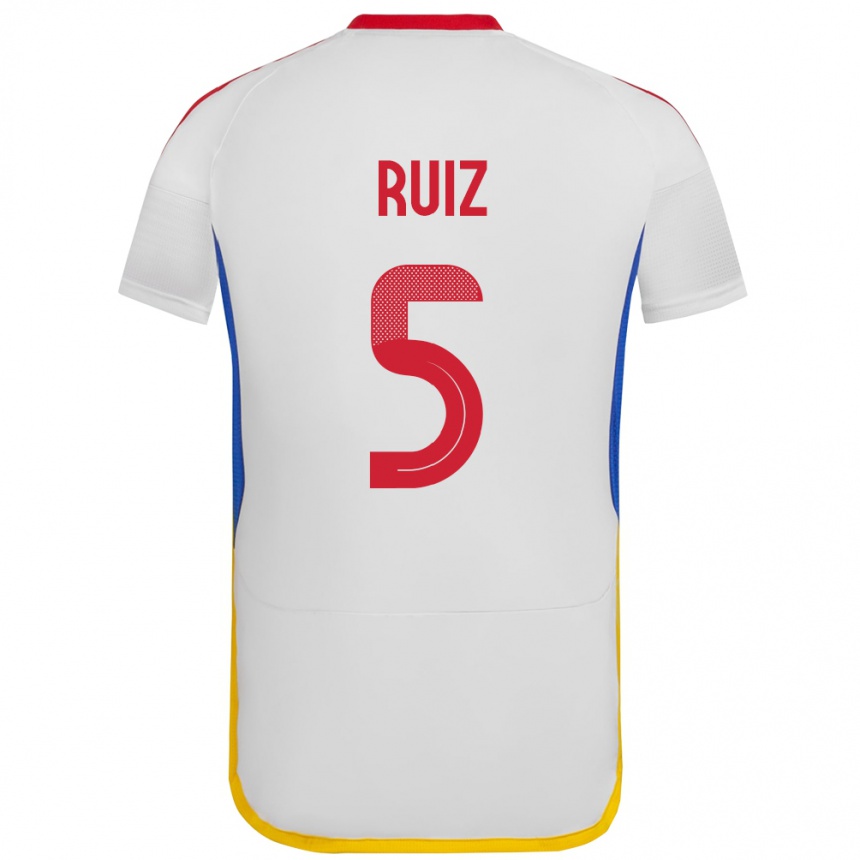 Barn Fotball Venezuela Emerson Ruíz #5 Hvit Bortetrøye Drakt Trøye 24-26 Skjorter