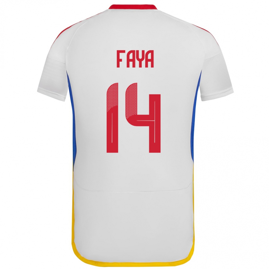 Barn Fotball Venezuela Carlos Faya #14 Hvit Bortetrøye Drakt Trøye 24-26 Skjorter