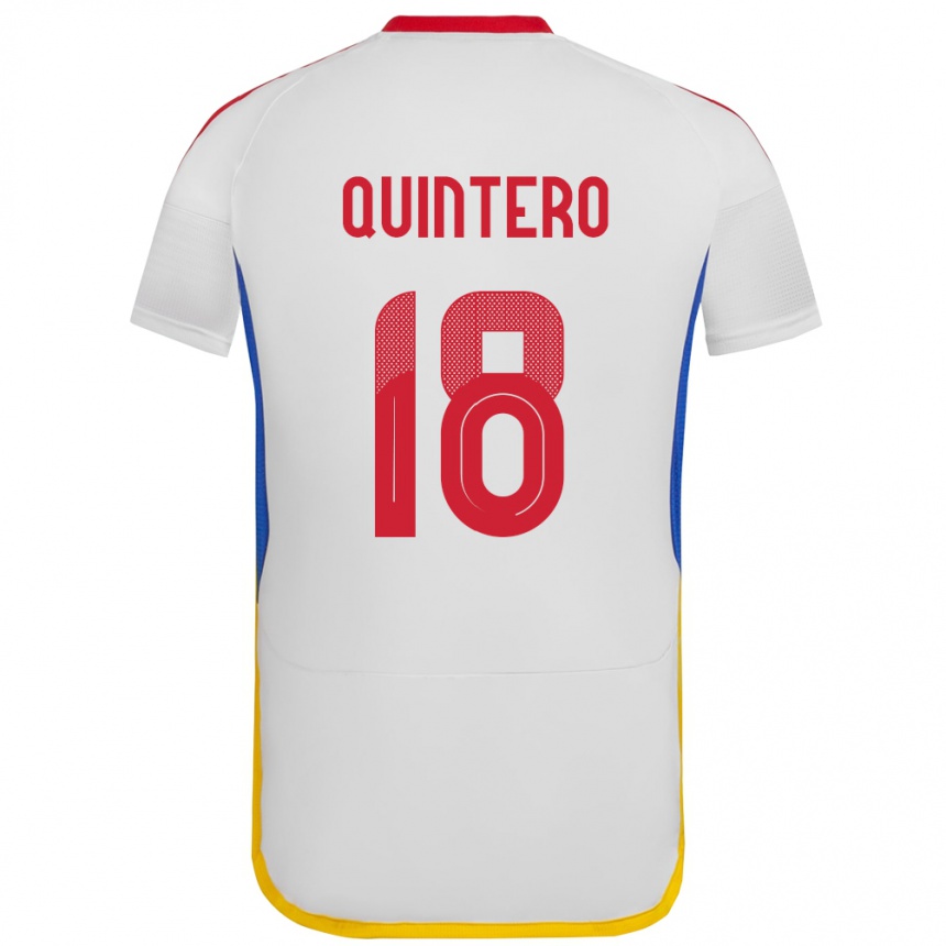 Barn Fotball Venezuela Jesús Quintero #18 Hvit Bortetrøye Drakt Trøye 24-26 Skjorter