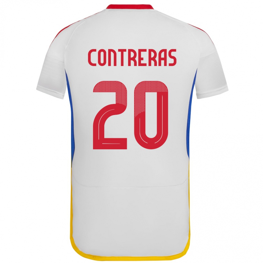 Barn Fotball Venezuela Anderson Contreras #20 Hvit Bortetrøye Drakt Trøye 24-26 Skjorter