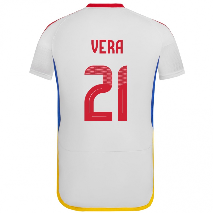 Barn Fotball Venezuela Andry Vera #21 Hvit Bortetrøye Drakt Trøye 24-26 Skjorter