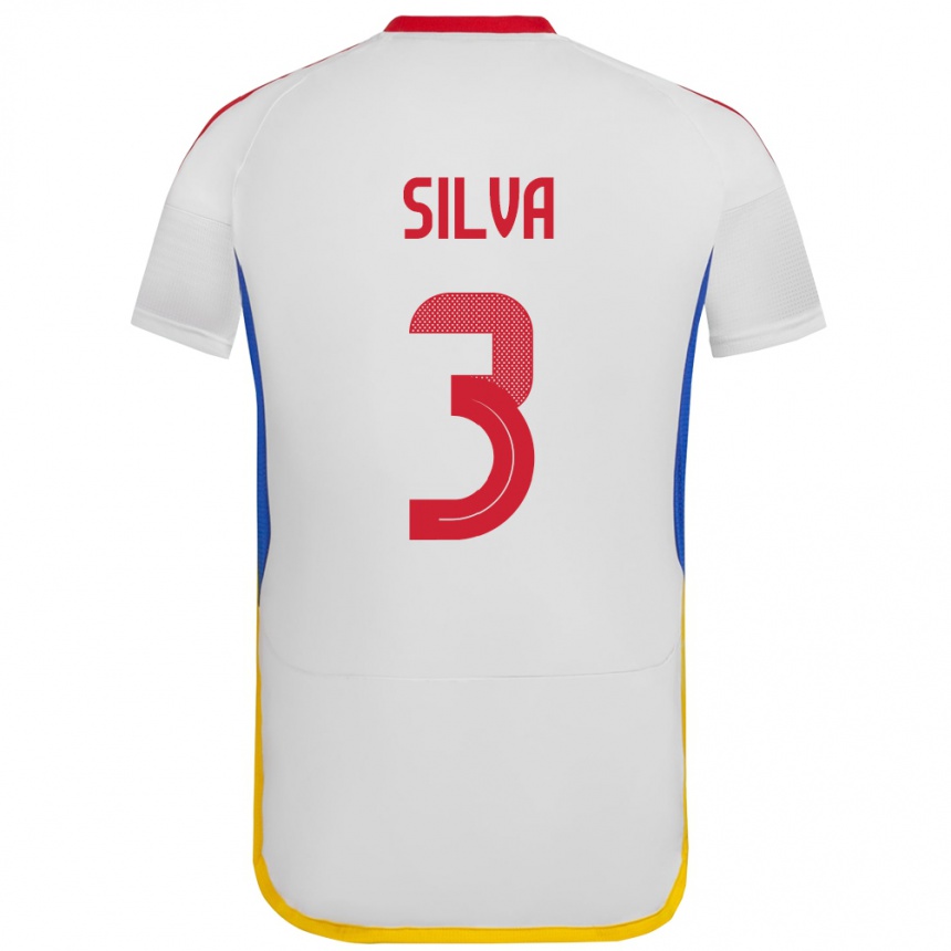 Barn Fotball Venezuela Santiago Silva #3 Hvit Bortetrøye Drakt Trøye 24-26 Skjorter