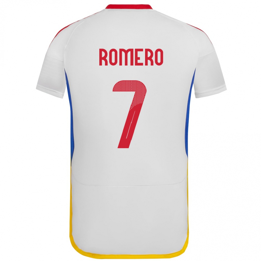 Barn Fotball Venezuela Leenhan Romero #7 Hvit Bortetrøye Drakt Trøye 24-26 Skjorter