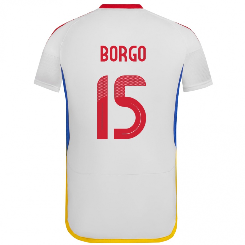 Barn Fotball Venezuela Ángel Borgo #15 Hvit Bortetrøye Drakt Trøye 24-26 Skjorter