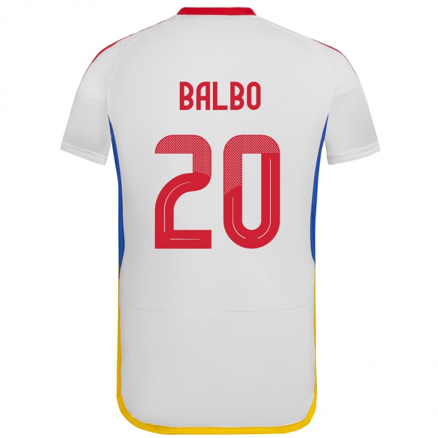 Barn Fotball Venezuela Luis Balbo #20 Hvit Bortetrøye Drakt Trøye 24-26 Skjorter