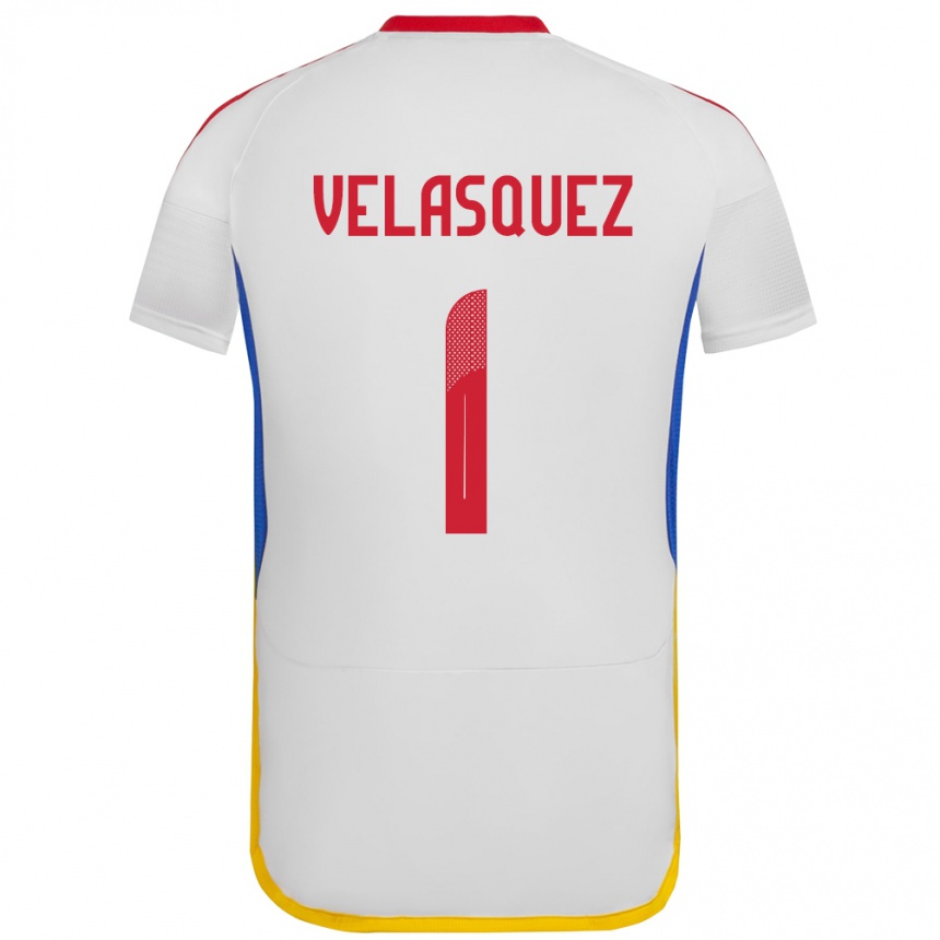 Barn Fotball Venezuela Yessica Velásquez #1 Hvit Bortetrøye Drakt Trøye 24-26 Skjorter