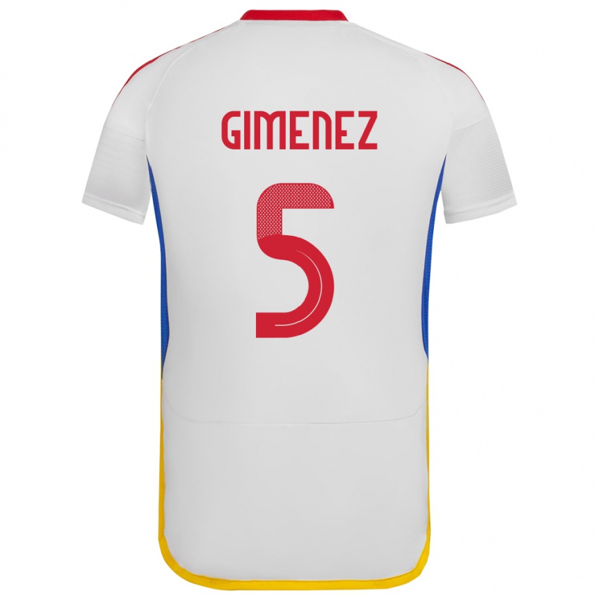 Barn Fotball Venezuela Yenifer Giménez #5 Hvit Bortetrøye Drakt Trøye 24-26 Skjorter