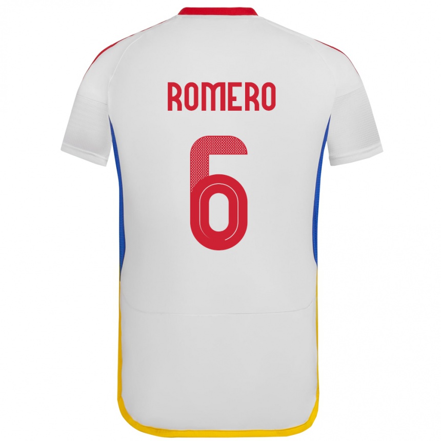 Barn Fotball Venezuela Michelle Romero #6 Hvit Bortetrøye Drakt Trøye 24-26 Skjorter