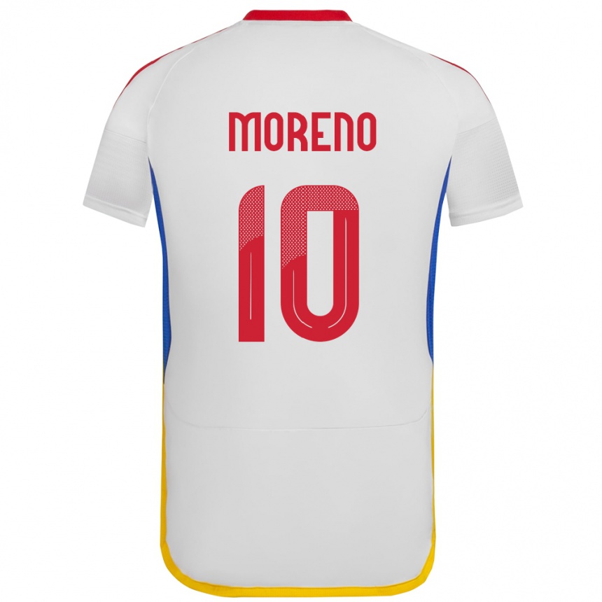 Barn Fotball Venezuela Yerliane Moreno #10 Hvit Bortetrøye Drakt Trøye 24-26 Skjorter