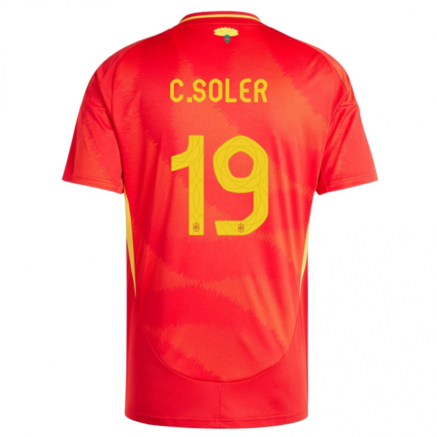 Mann Fotball Spania Carlos Soler #19 Rød Hjemmetrøye Drakt Trøye 24-26 Skjorter