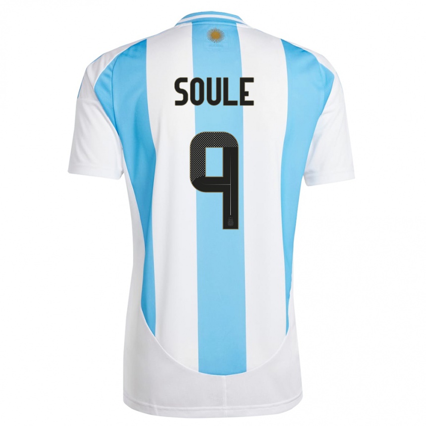 Mann Fotball Argentina Matias Soule #9 Hvit Blå Hjemmetrøye Drakt Trøye 24-26 Skjorter