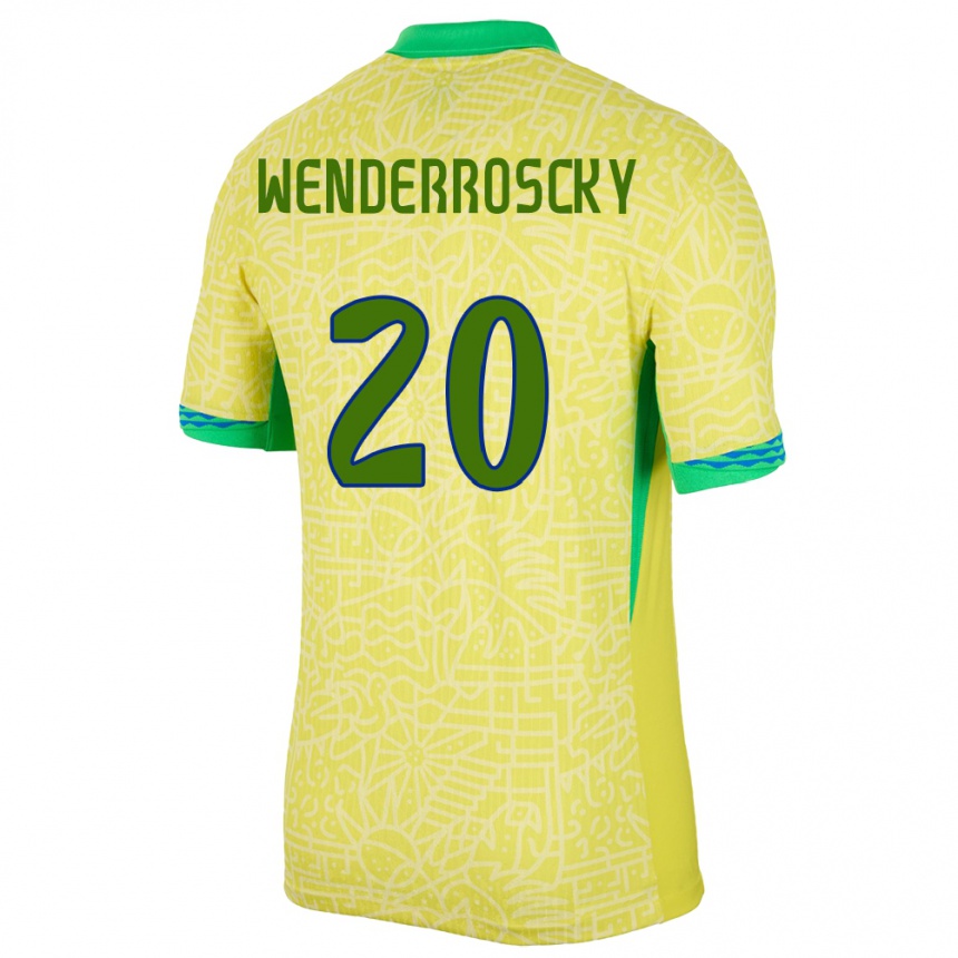 Mann Fotball Brasil Arthur Wenderroscky #20 Gul Hjemmetrøye Drakt Trøye 24-26 Skjorter