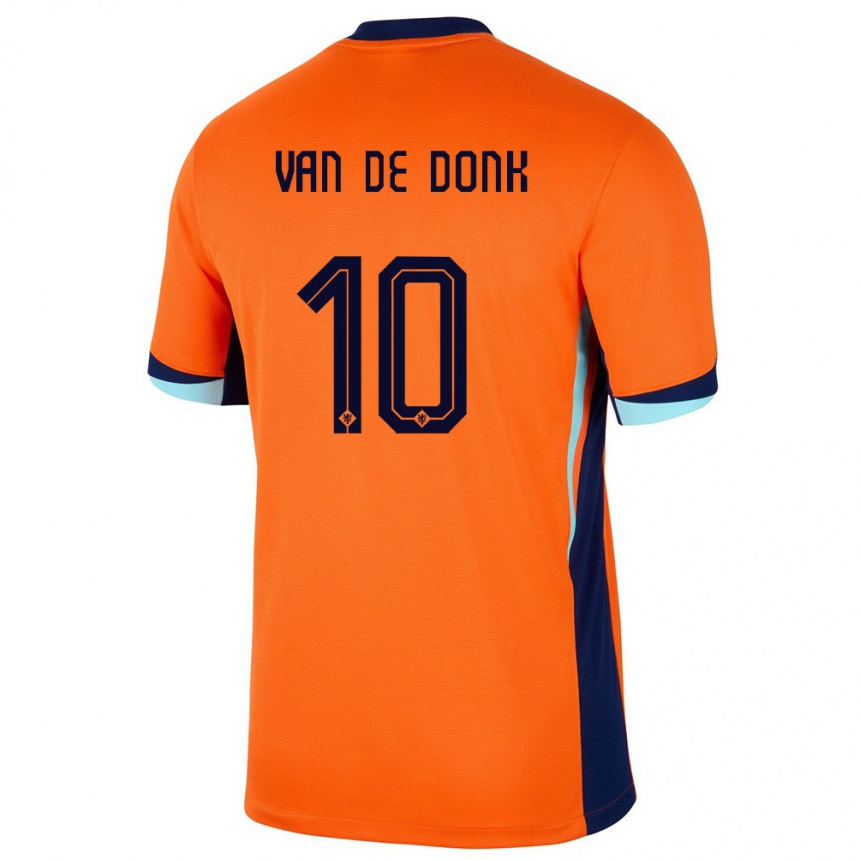 Mann Fotball Nederland Danielle Van De Donk #10 Oransje Hjemmetrøye Drakt Trøye 24-26 Skjorter