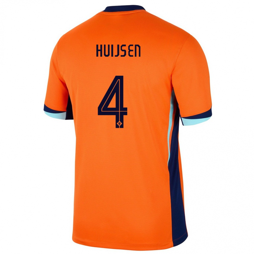 Mann Fotball Nederland Dean Huijsen #4 Oransje Hjemmetrøye Drakt Trøye 24-26 Skjorter