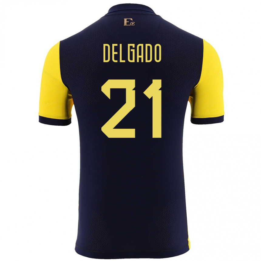 Mann Fotball Ecuador Patrickson Delgado #21 Gul Hjemmetrøye Drakt Trøye 24-26 Skjorter