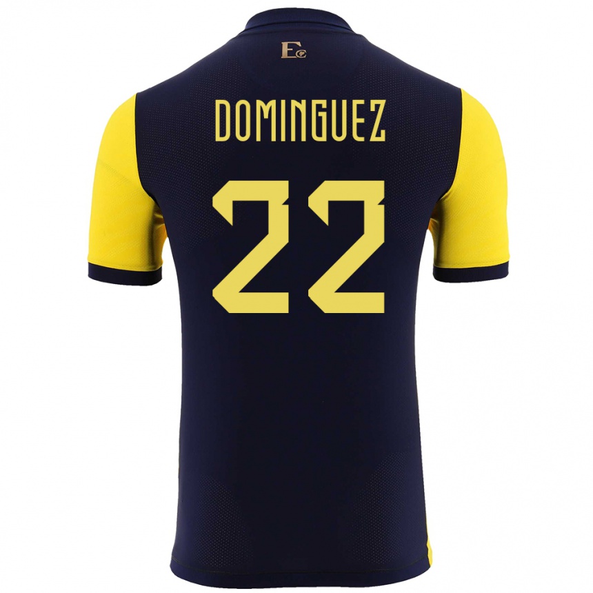 Mann Fotball Ecuador Alexander Dominguez #22 Gul Hjemmetrøye Drakt Trøye 24-26 Skjorter