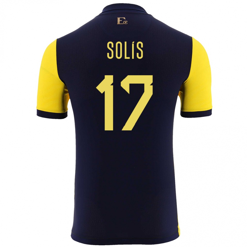 Mann Fotball Ecuador Mathias Solis #17 Gul Hjemmetrøye Drakt Trøye 24-26 Skjorter