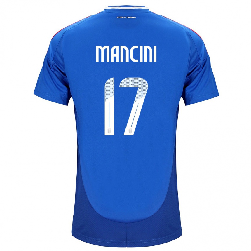 Mann Fotball Italia Gianluca Mancini #17 Blå Hjemmetrøye Drakt Trøye 24-26 Skjorter