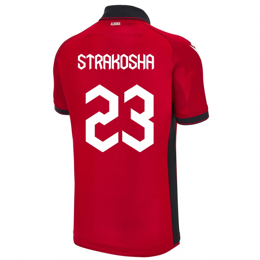 Mann Fotball Albania Thomas Strakosha #23 Rød Hjemmetrøye Drakt Trøye 24-26 Skjorter