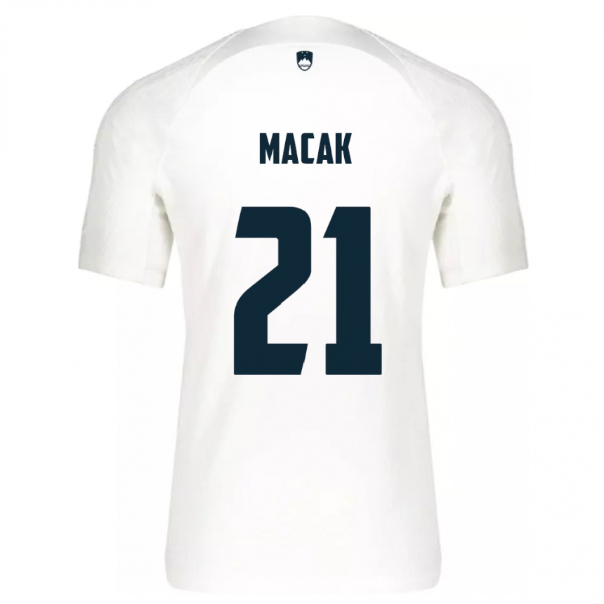 Mann Fotball Slovenia Lucas Macak #21 Hvit Hjemmetrøye Drakt Trøye 24-26 Skjorter