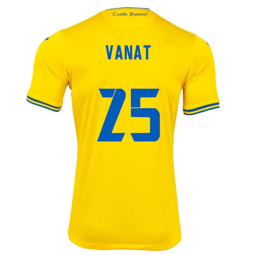 Mann Fotball Ukraina Vladyslav Vanat #25 Gul Hjemmetrøye Drakt Trøye 24-26 Skjorter