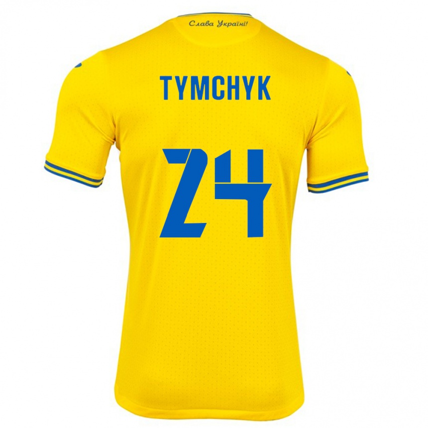 Mann Fotball Ukraina Oleksandr Tymchyk #24 Gul Hjemmetrøye Drakt Trøye 24-26 Skjorter