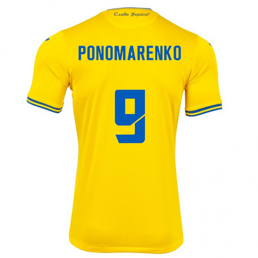 Mann Fotball Ukraina Matviy Ponomarenko #9 Gul Hjemmetrøye Drakt Trøye 24-26 Skjorter