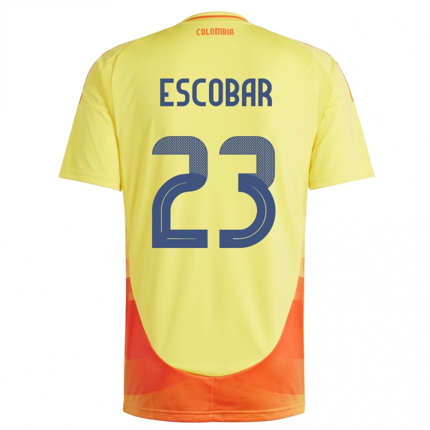 Mann Fotball Colombia Josen Escobar #23 Gul Hjemmetrøye Drakt Trøye 24-26 Skjorter