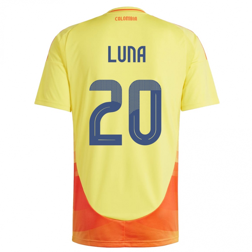 Mann Fotball Colombia Daniel Luna #20 Gul Hjemmetrøye Drakt Trøye 24-26 Skjorter