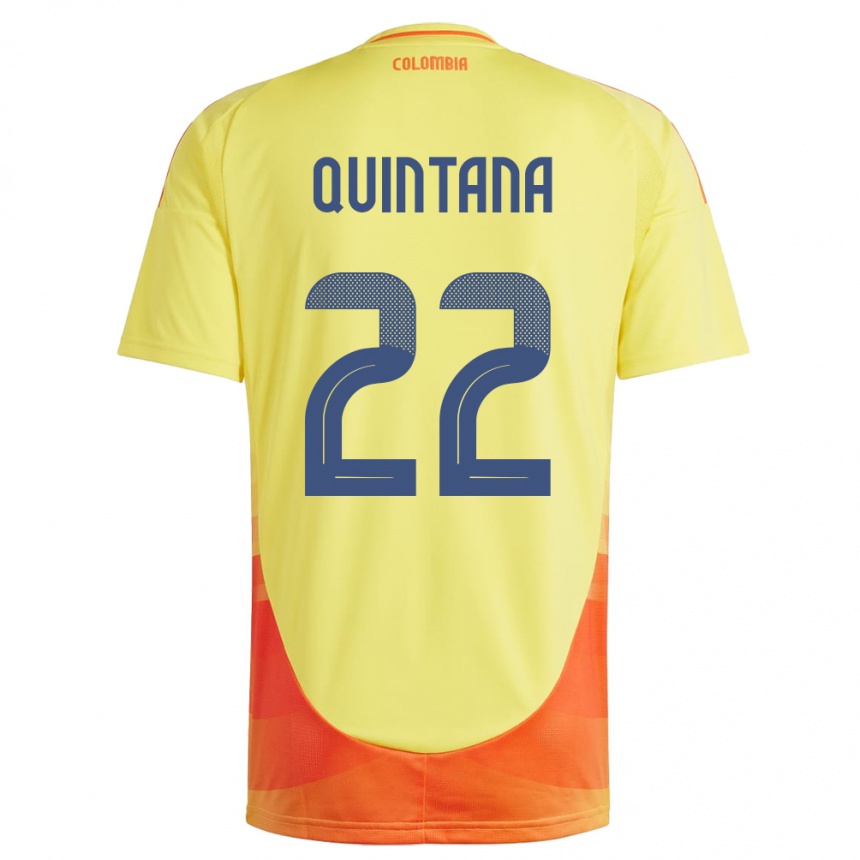 Mann Fotball Colombia Breiner Quintana #22 Gul Hjemmetrøye Drakt Trøye 24-26 Skjorter