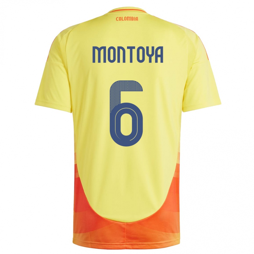 Mann Fotball Colombia Daniela Montoya #6 Gul Hjemmetrøye Drakt Trøye 24-26 Skjorter