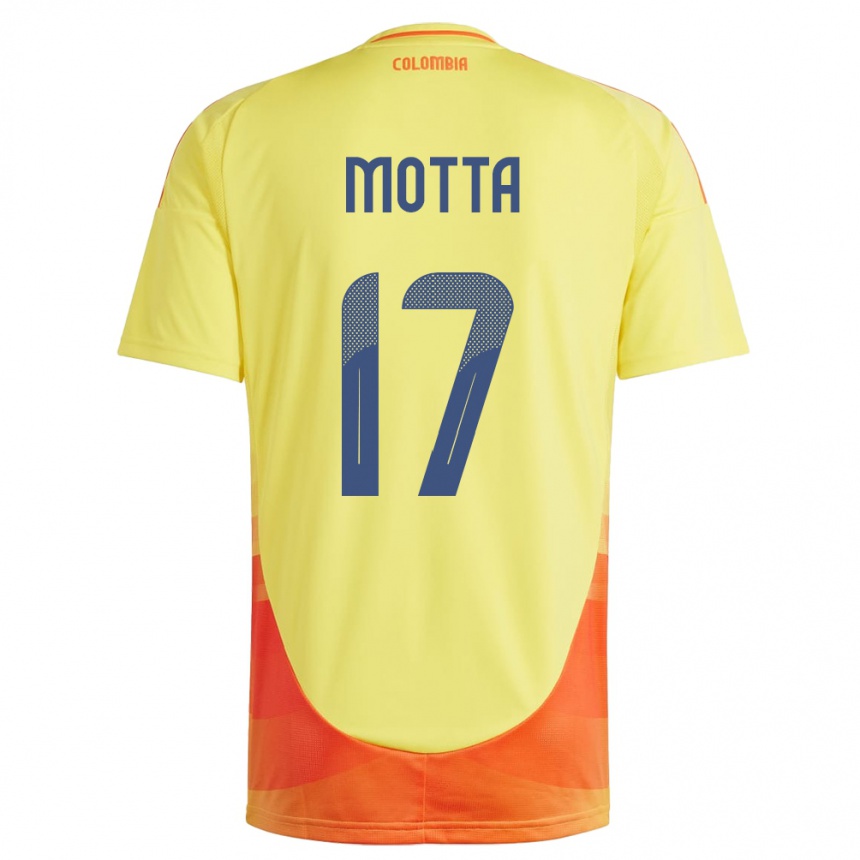 Mann Fotball Colombia Cristina Motta #17 Gul Hjemmetrøye Drakt Trøye 24-26 Skjorter